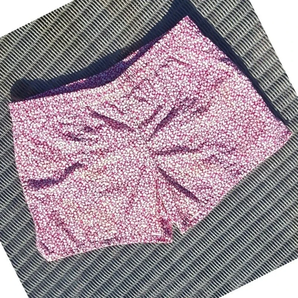 VTG Lord Jeff Swim Trunks Pink white floral vine ditsy M 32-34 USA shorty shorts